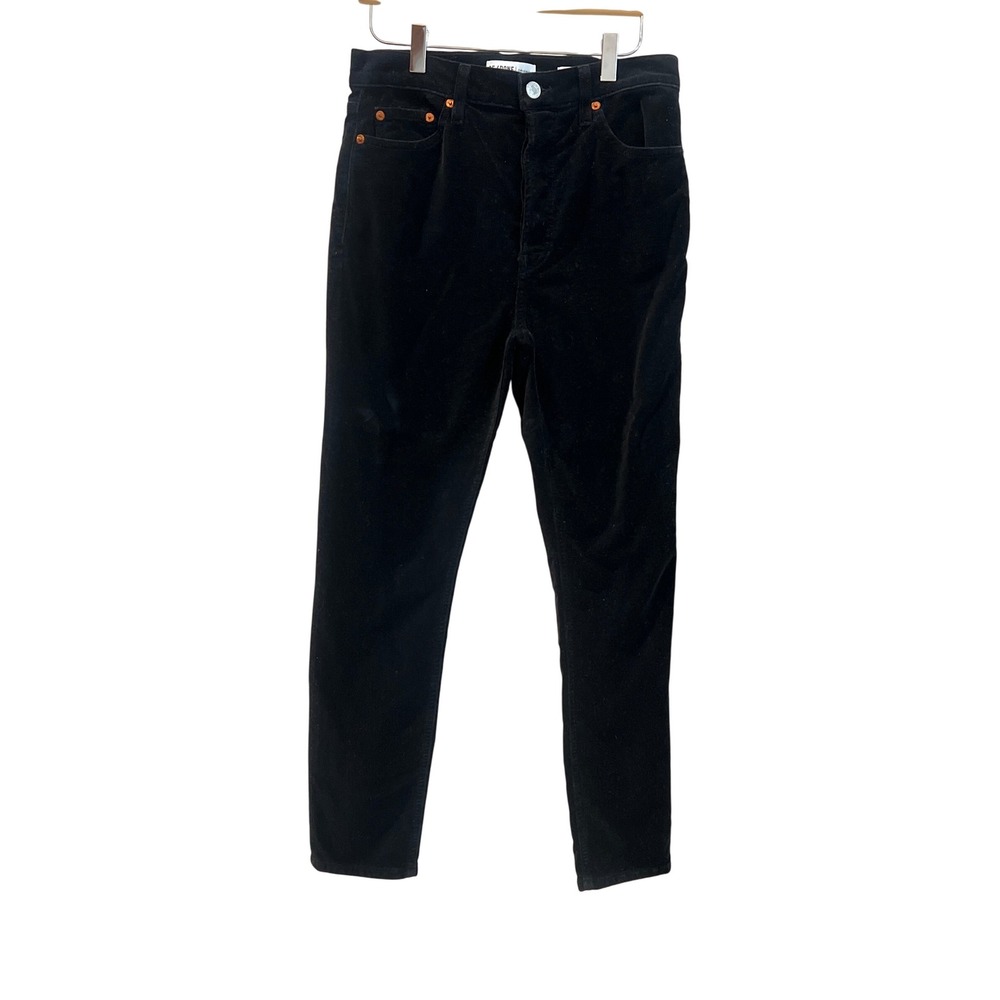 RE/DONE ORIGINALS Black Velvet High Rise Button‎ Fly Skinny Jeans Size 28